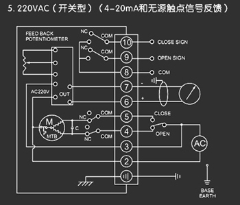 220VAC開關型<a href='http://www.mexwotb.cn/Product/diefa/diandongdiefa/' target='_blank'>電動<a href='http://www.mexwotb.cn/Product/diefa/' target='_blank'>蝶閥</a></a>接線圖