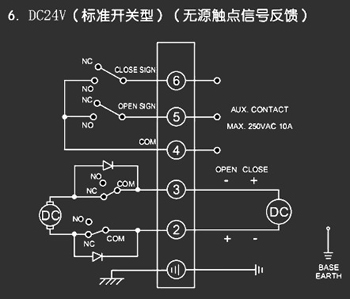 ＤＣ24Ｖ標準開關型<a href='http://www.mexwotb.cn/Product/diefa/diandongdiefa/' target='_blank'>電動<a href='http://www.mexwotb.cn/Product/diefa/' target='_blank'>蝶閥</a></a>接線圖